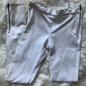 White leggings/pants with zippers on sides